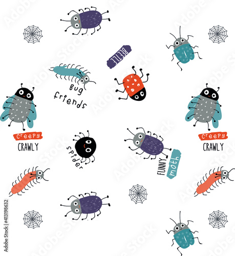 Cute insects design pattern for kids