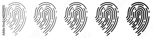 Fingerprint icons set. Concept of fingerprint recognition