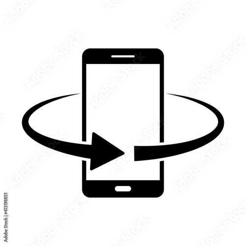 Phone rotation icon. 360 degree rotation. Vector smartphone icon.