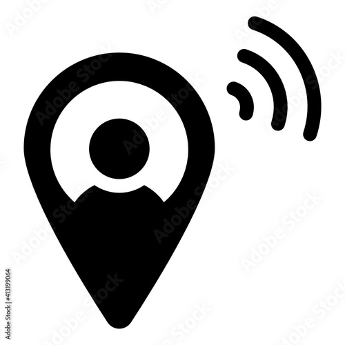 
Gps with user denoting glyph icon of user location 
