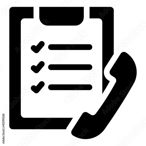 
Paper with receiver denoting glyph icon of contact list 

