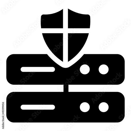 
Shield denoting server safety in glyph style icon 
