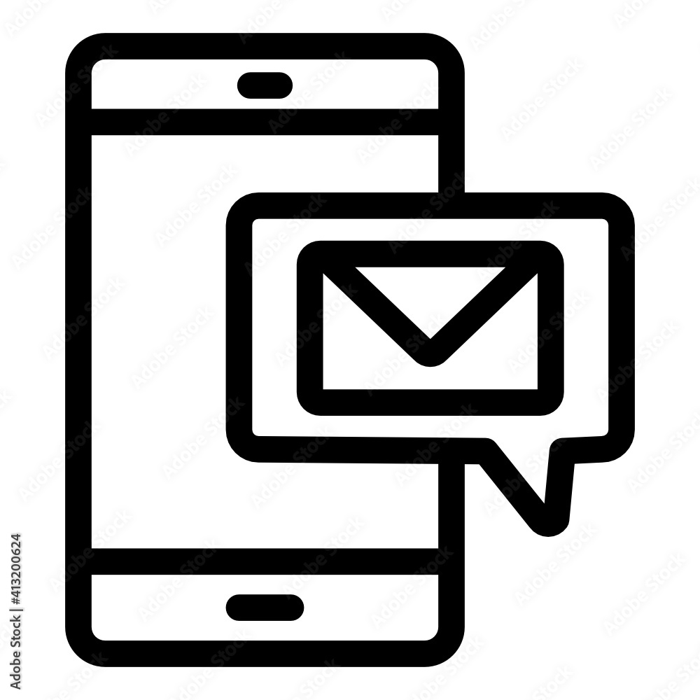 Phone with message bubble denoting glyph icon of mobile mail
Phone with message bubble denoting glyph icon of mobile mail