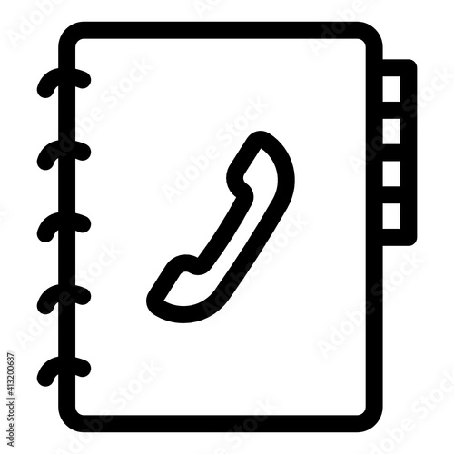
Receiver with book denoting glyph icon of phone directory 
