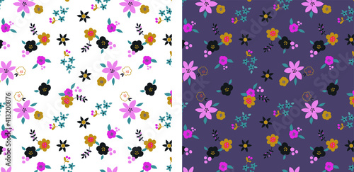 Flower pattern. Cute colorful flower print pattern for girls