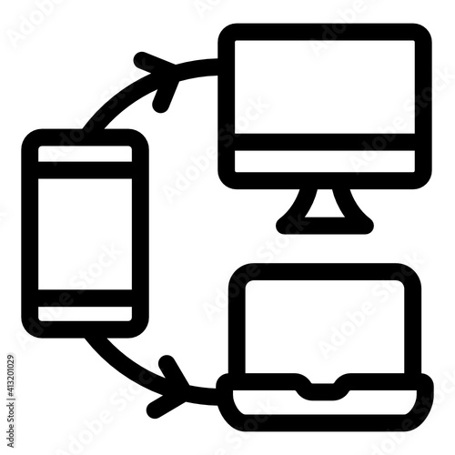 
Sharing devices in glyph icon, editable vector 
