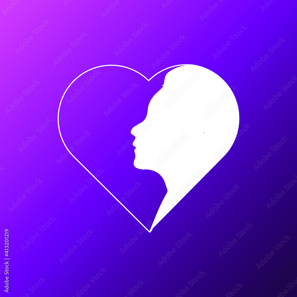 love with face silhouette symbol or logo for your business company love with face silhouette symbol or logo for your business company