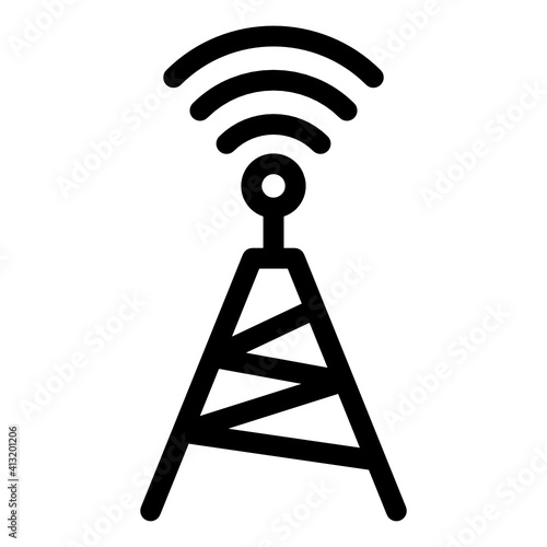 
Signal tower in glyph style editable icon 
