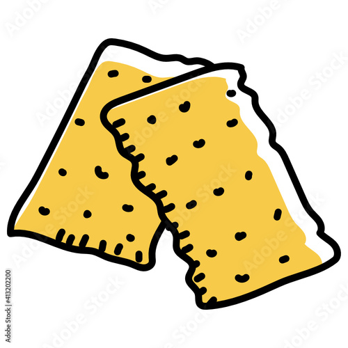 
Bakery item, doodle icon of crackers 
