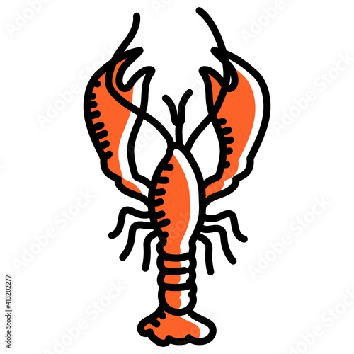 
Lobster doodle style icon, editable vector
