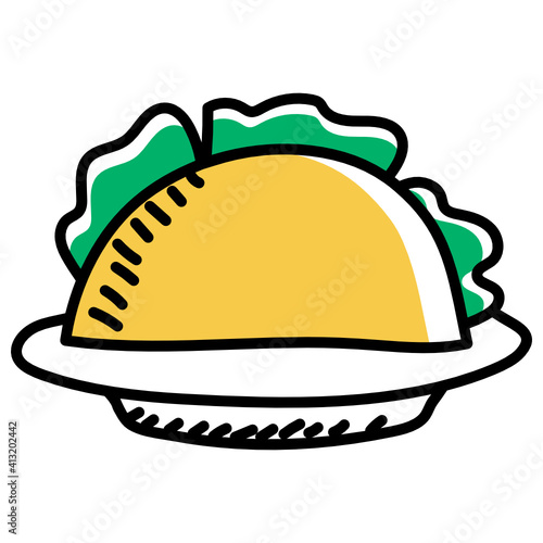 
Chicken fajita in hand drawn style icon, editable vector 
