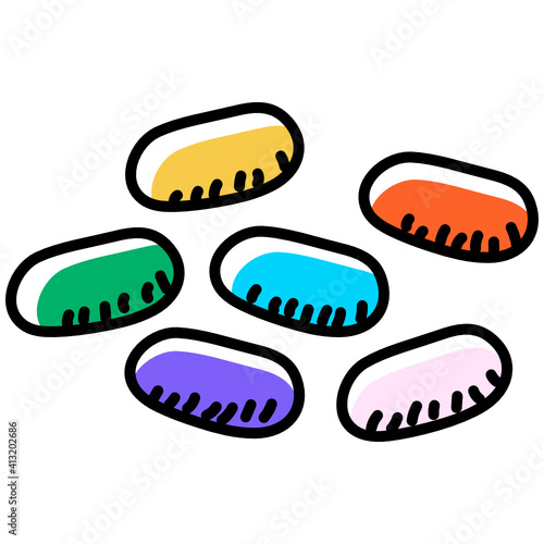  Jelly beans doodle icon, used in bakery for decoration 