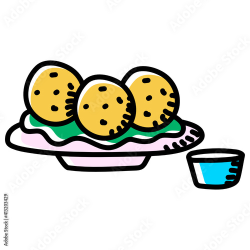 
Turkish food, hand drawn icon of falafel 
