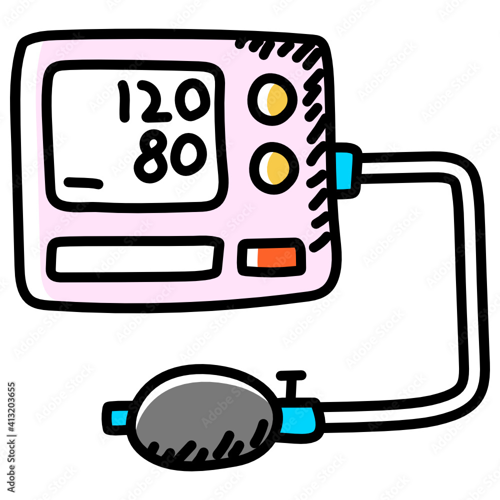 Medical equipment, doodle style trendy icon of blood pressure apparatus
Medical equipment, doodle style trendy icon of blood pressure apparatus
