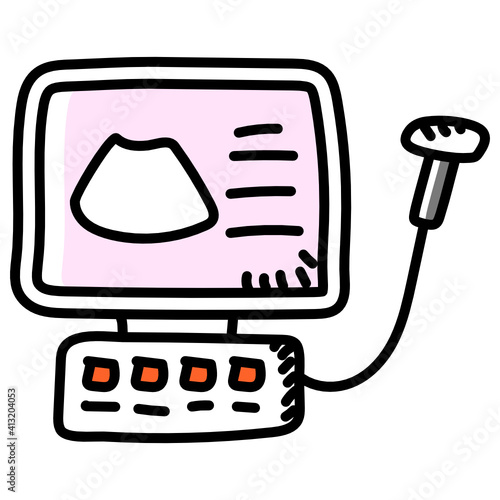 
Medical device, doodle style icon of ultrasound 

