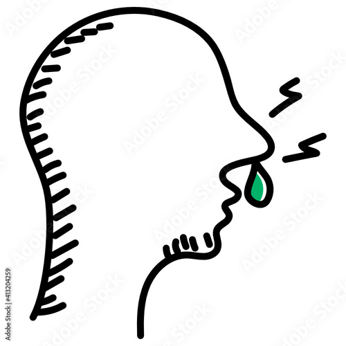 
Runny nose denoting mucus in doodle icon 
 photo