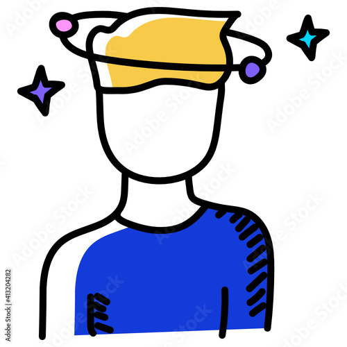 
Person with spinning head denoting dizziness doodle icon 

