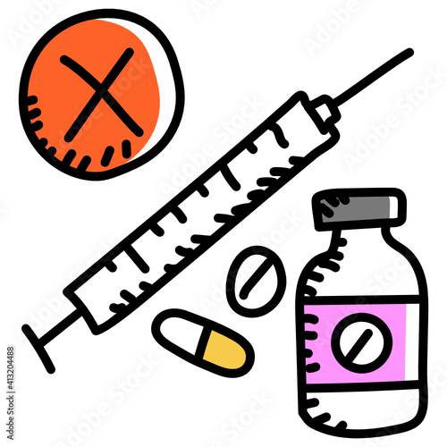 
Substance abuse hand drawn icon, medicines addictions 
