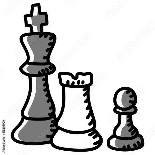 
Hand drawn editable icon of chess 
