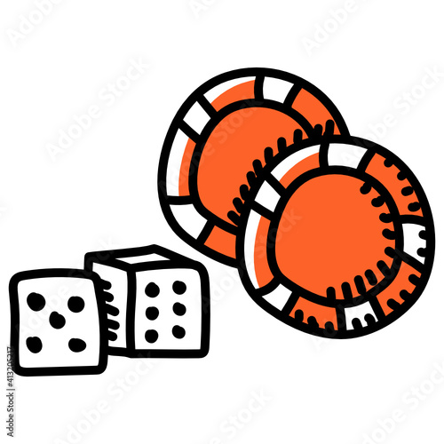 
Gambling hand drawn icon, casino game 
