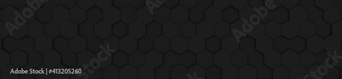 Black Hexagon Website Header (3d Illustration)