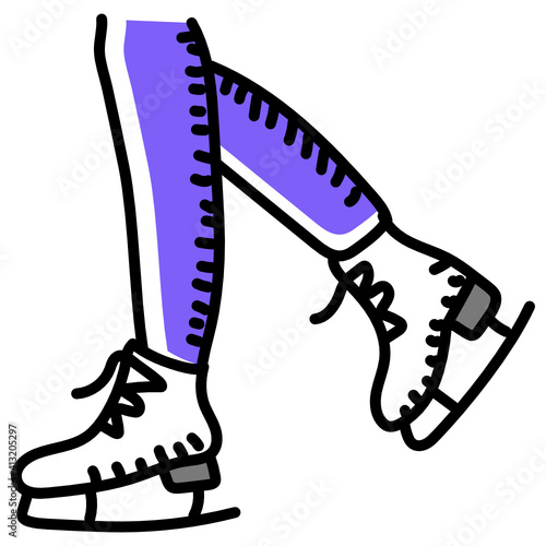 
Doodle icon of ice skating, editable vector 
