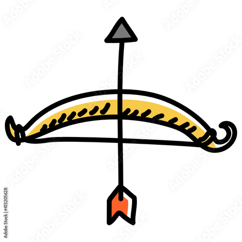 
Doodle icon of hunting bow, editable vector 
