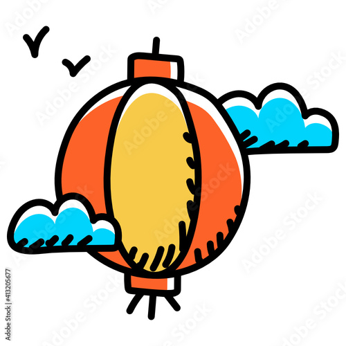 
Doodle style icon of lantern, editable vector 
