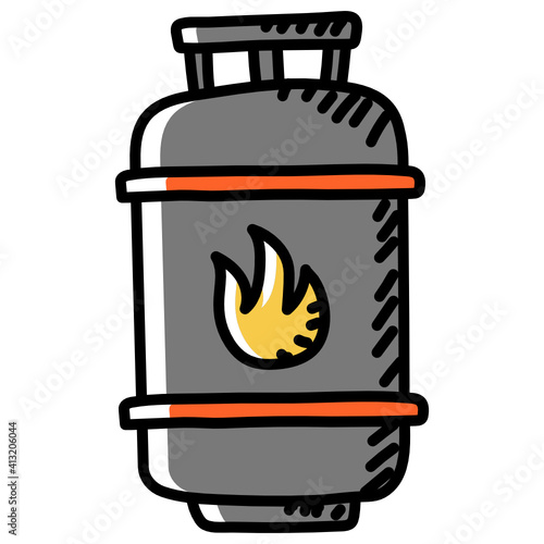 
Dangerous equipment, doodle icon of gas cylinder 
