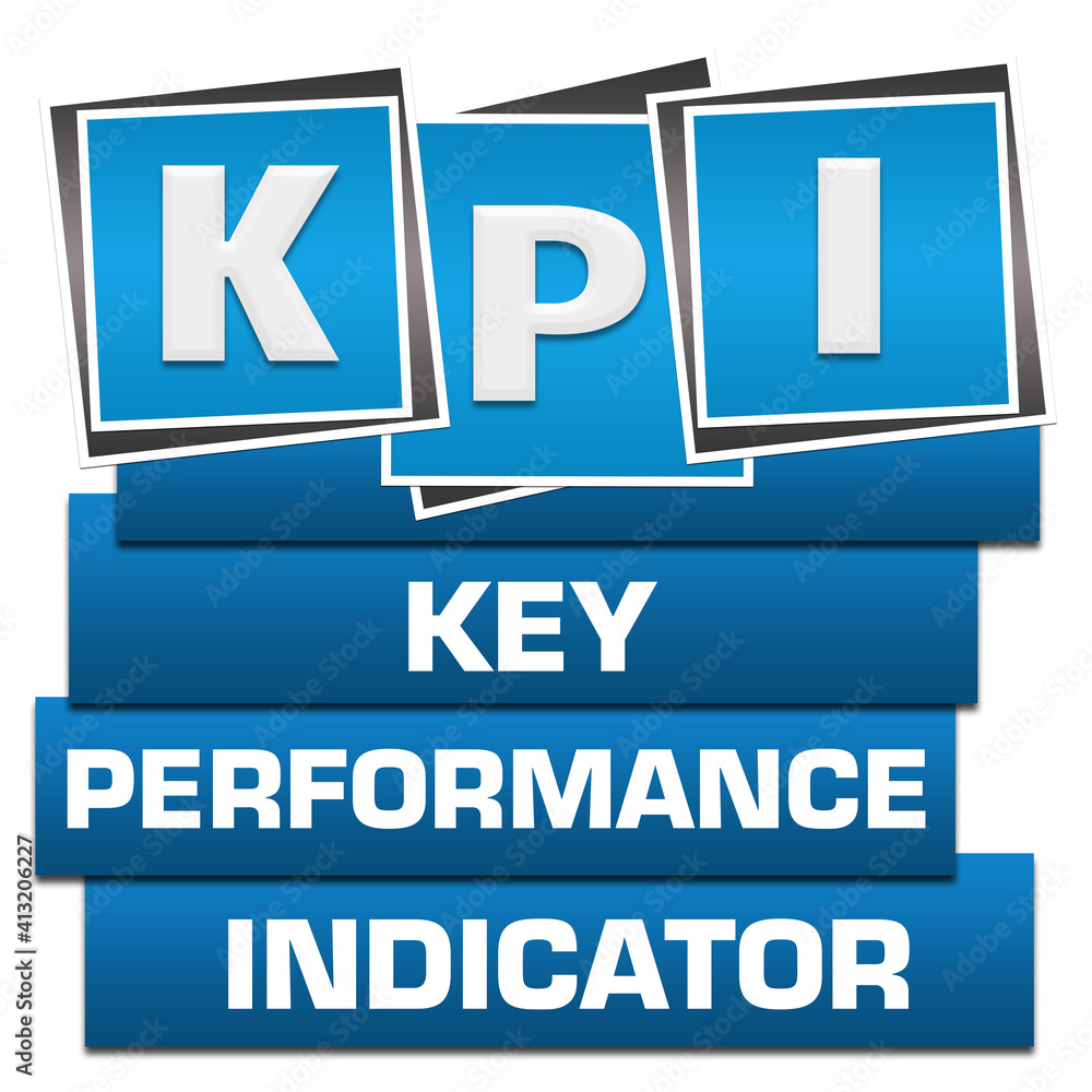 KPI - Key Performance Indicator Blue Blocks Bottom Text 