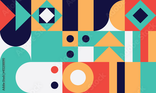 Simple geometric vector pattern. Bright color palette.