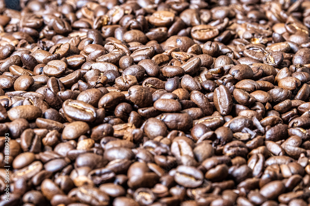 Coffee beans in a cup