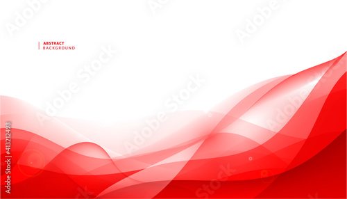 Vector abstract red wavy background. Curve flow motion.