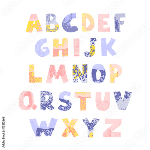 Positive colorful alphabet for children isolated on white