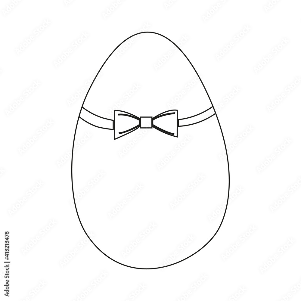 A black and white egg with a bow tie isolated on white background. A vector illustration designed for print, textile, wraps for adults and kids. A black and white egg with a bow tie isolated on white background. A vector illustration designed for print, textile, wraps for adults and kids.