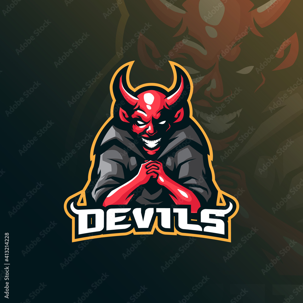 devil mascot logo design vector with modern illustration concept style for badge, emblem and t shirt printing. devil illustration for sport team. devil mascot logo design vector with modern illustration concept style for badge, emblem and t shirt printing. devil illustration for sport team.