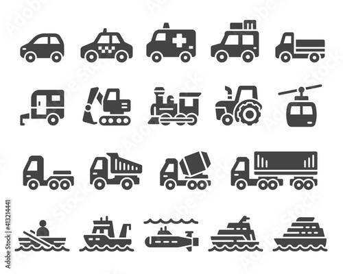 vehicle and transport icon set,vector and illustration