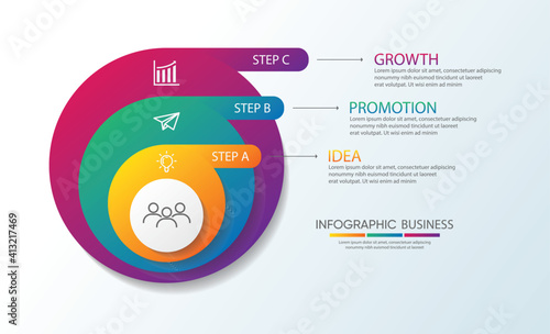 Presentation business infographic circle with 3 step