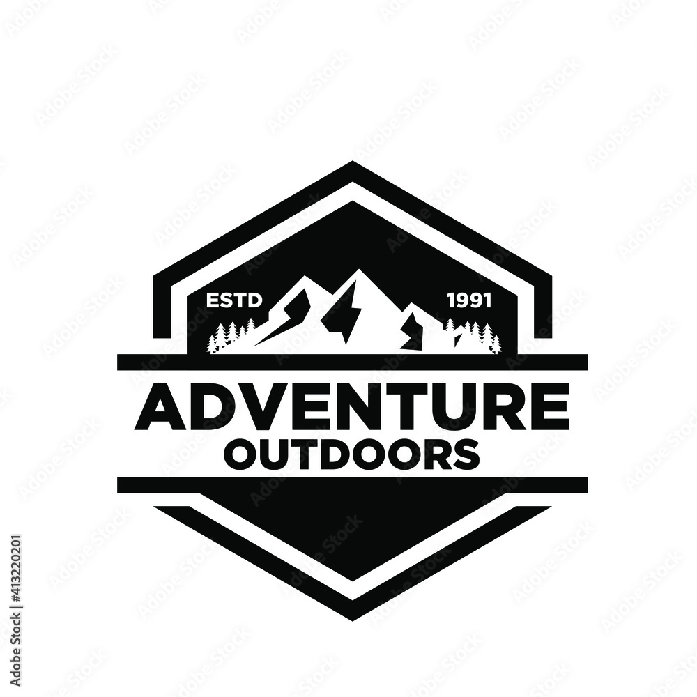 Mountain adventure outdoor badge logo icon design