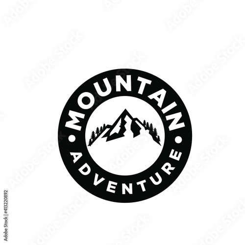 Mountain adventure outdoor badge logo icon design