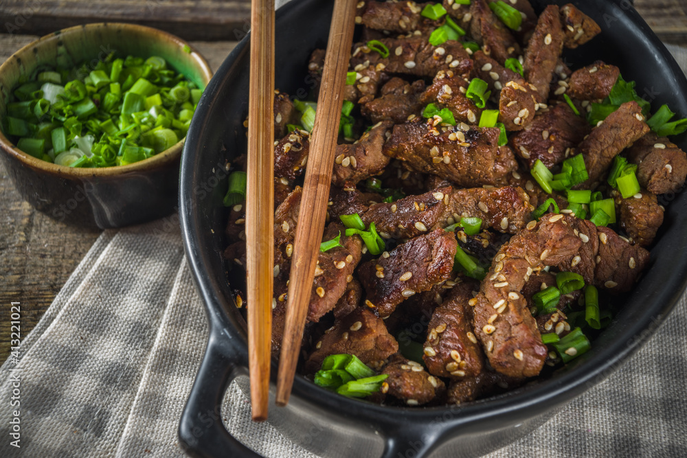 Korean BBQ beef Beef Bulgogi Stock Photo | Adobe Stock