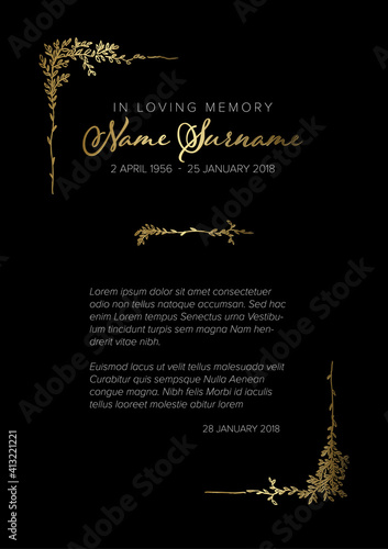 Funeral death notice card template