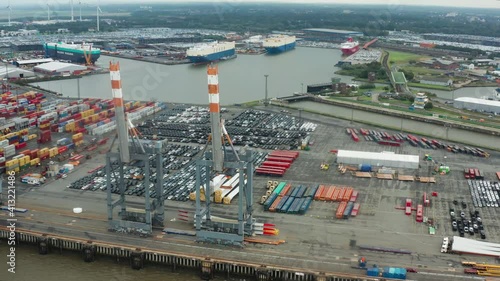 Aerial view of port of Bremerhaven in Germany