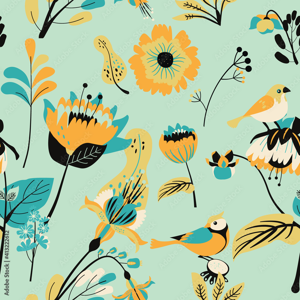 Obraz premium Seamless floral textile pattern.