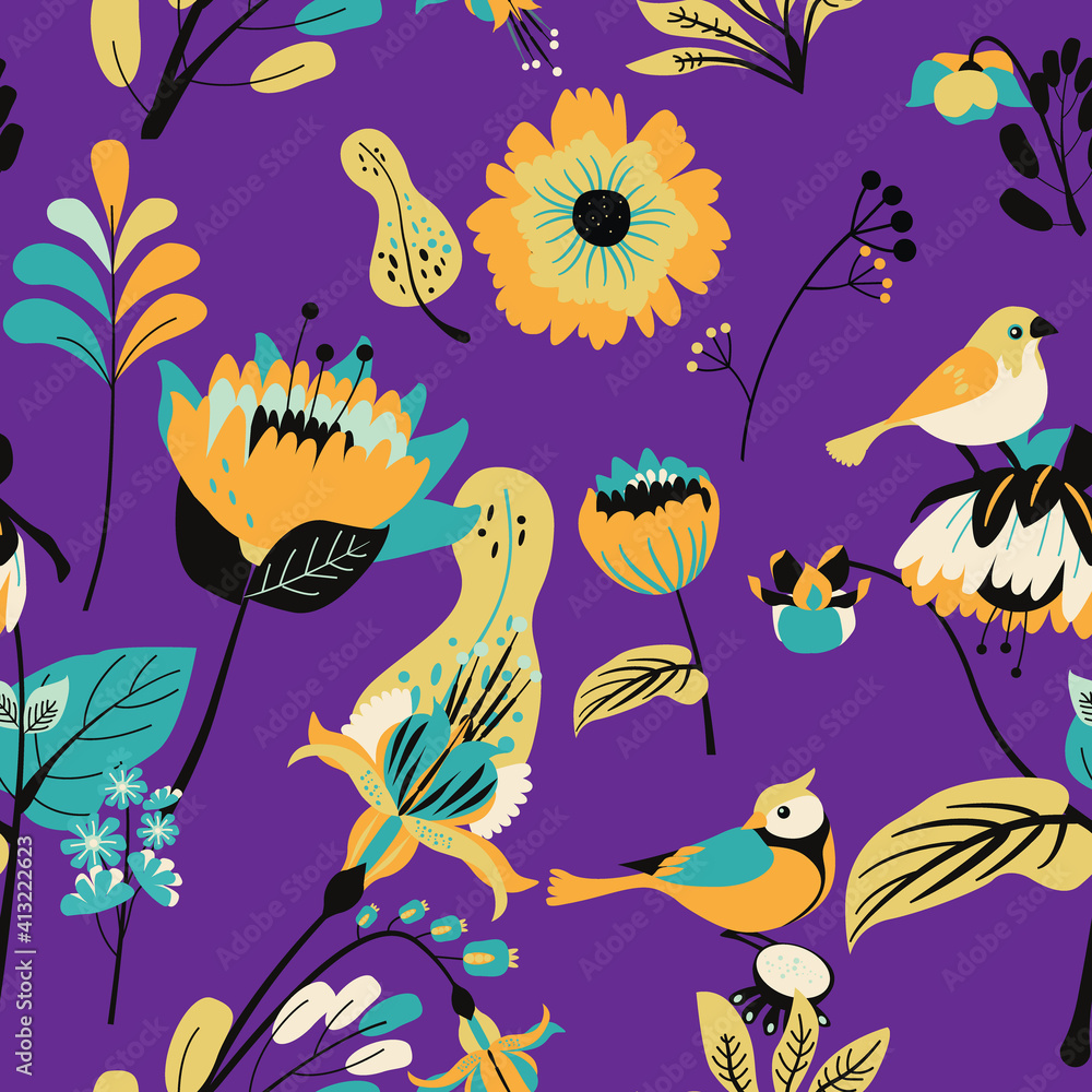 Seamless floral textile pattern. Seamless floral textile pattern.