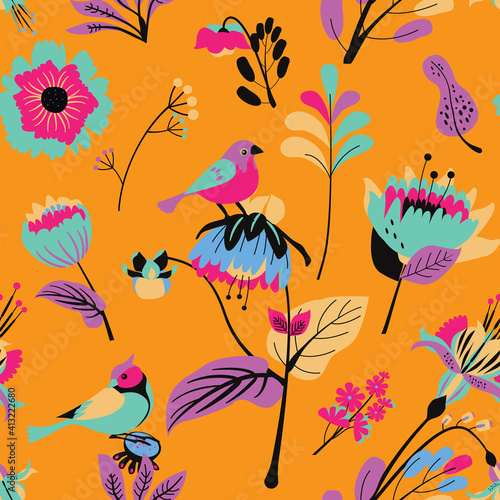 Seamless floral textile pattern. © alfaolga