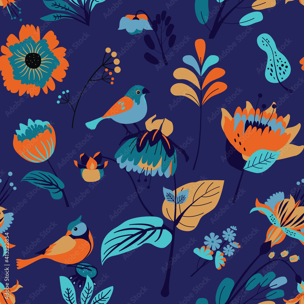 Seamless floral textile pattern.