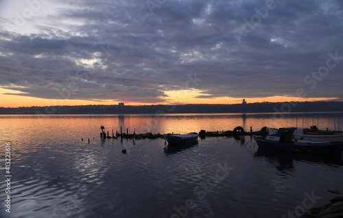 View from Kanarya shore on Kucukcekmece lake. Lake Kucukcekmece is a lagoon located in the European portion of Istanbul Province, northwestern Turkey. photo