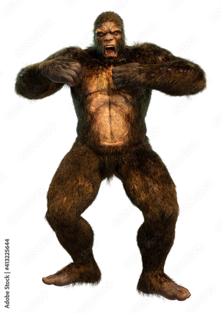3D Rendering Sasquatch on White 3D Rendering Sasquatch on White
