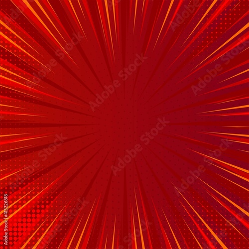 Modern comic red background with exploding rays